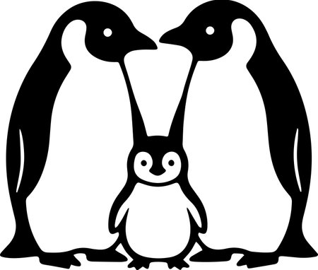 Cute penguins isolated on a white background. Vector illustration.のイラスト素材