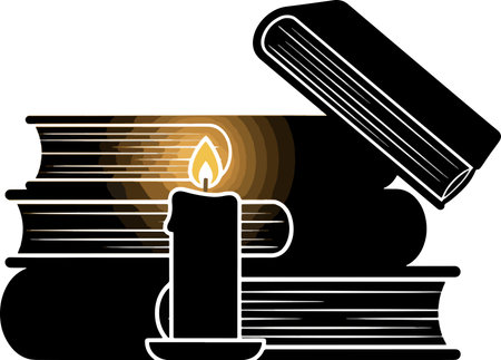 Books and candle. Vector illustration ready for vinyl cutting. EPS 10のイラスト素材