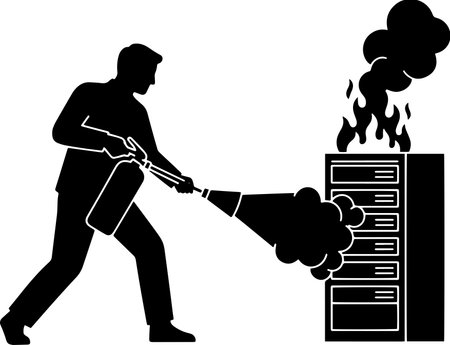 Illustration of a Firefighter Silhouette with Fire Extinguisherのイラスト素材