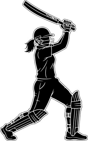 Cricket Player.Mascot Templates.Vector illustration ready for vinyl cutting.のイラスト素材