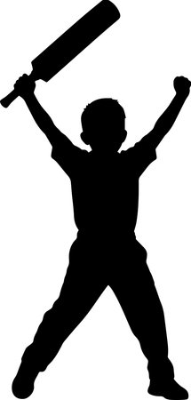 Cricket player with bat on white background, vector illustration.のイラスト素材