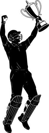Cricket Player with a Trophy.Vector illustration ready for vinyl cutting.のイラスト素材