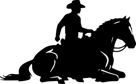 Cowboy on horseback.Vector illustration ready for vinyl cutting.のイラスト素材