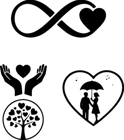 Wedding symbol with a pair of hands holding an umbrella and heartsのイラスト素材