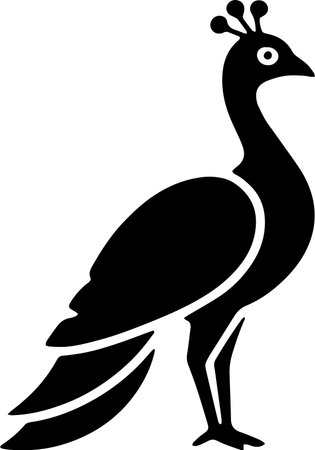 Peacock - Black and White Illustration, Isolated on White Backgroundのイラスト素材