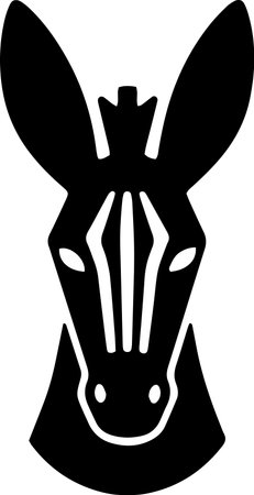 Black silhouette of a donkey head on a white background, vector illustrationのイラスト素材