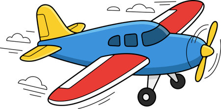 Illustration of an Airplane Flying in the Sky - Coloredのイラスト素材