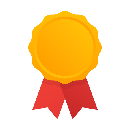 Golden Blank Medal Award with Ribbon for Games. Achievement Icon. Vector illustration.のイラスト素材