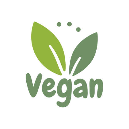 Vegan Bio, Ecology, Organic logo and icon, label, tag. Green leaf icon on white backgroundのイラスト素材