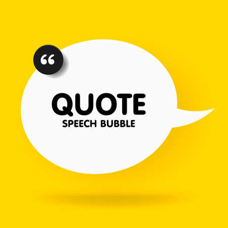 Banner, speech bubble, poster and sticker concept with sample text. White bubble message on bright yellow background for banner, poster. Vector Illustrationのイラスト素材