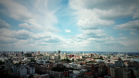 skyline with clouds under big city, Kievの写真素材