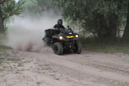 Competitions and quad bikes. Kyiv stage of the Can-Am Quest Cup Kyiv team competition 2017, Zabire, Kyiv region, Ukraine, June 25, 2017.のeditorial素材