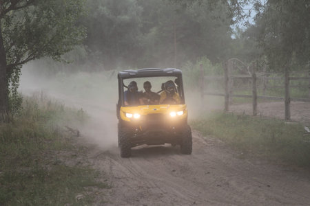 Competitions and quad bikes. Kyiv stage of the Can-Am Quest Cup Kyiv team competition 2017, Zabire, Kyiv region, Ukraine, June 25, 2017.のeditorial素材
