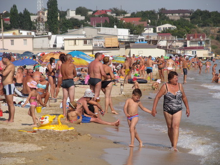 People rest on the Black Sea coast in the Odessa region, Ukraine, August, 2017のeditorial素材