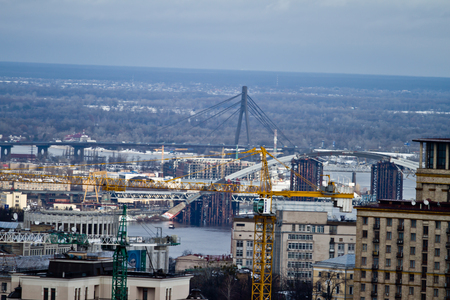 Panorama of the city, real estate in the background of the horizon and cloudsの写真素材