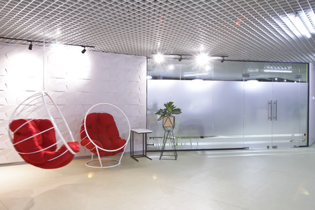 Lounge area in a modern office. Interior design. Outboard chair.のeditorial素材