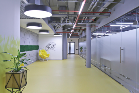 Interior corridor in a modern office business center.のeditorial素材