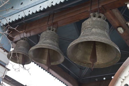 Kiev, March 24, 2018, Ukraine. Church bells near the small church in Kiev. Church bells ring outのeditorial素材