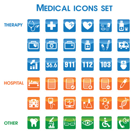 Medical icons set, vector set of 36 medical and medicine signs.のイラスト素材