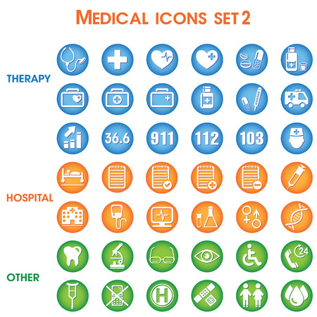 Medical icons set, vector set of 42 medical and medicine signs.のイラスト素材