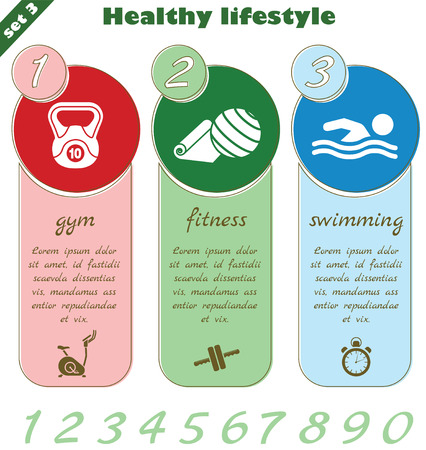 Fitness and healthy lifestyle template, vector set of fitness signs.のイラスト素材