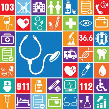 Medical icons set, vector set of 41 medical and medicine signs.のイラスト素材