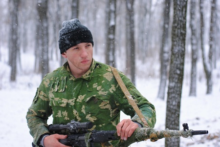 The soldier. The sniper. A sniper rifle.の写真素材