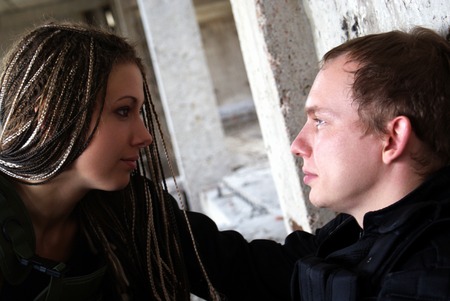 Portrait. Love. The man. The woman. Love. A make-upの写真素材