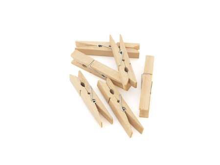 Several clothespins isolated on a white background