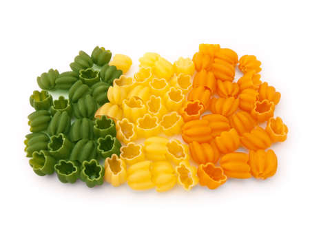 Italian flag from pasta on a white backgroundの写真素材