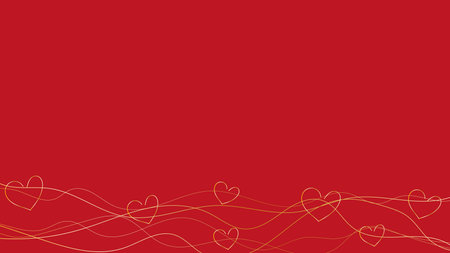Red background with hearts and linesのイラスト素材