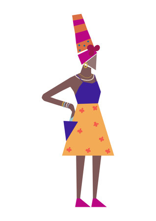 African woman in colorful clothesのイラスト素材