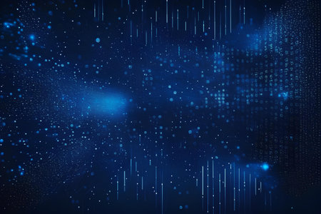Abstract blue digital background with binary code. technology concept. 3D Renderingの素材