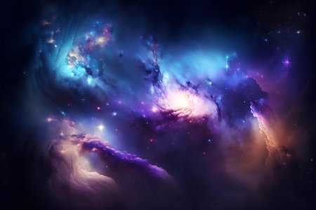 Nebula and galaxies in spaceの素材