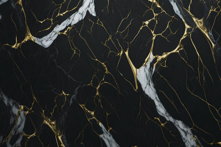 Black and gold marble texture background pattern with high resolution for interior or exterior design.の素材