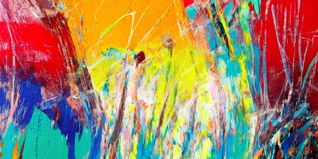 abstract background: multi-colored strokes of paint on a colored backgroundの素材