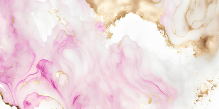 Marble abstract background with gold and pink paint. liquid marble pattern.の素材