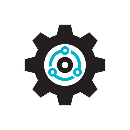 Gear - concept icon sign vector illustration. Cog wheel creative graphic design symbol. SEO logo emblem. Electronic techology industry.のイラスト素材