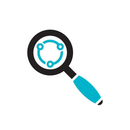 Magnifier - black icon on white background vector illustration. Lens concept sign. SEO creative design symbol.のイラスト素材