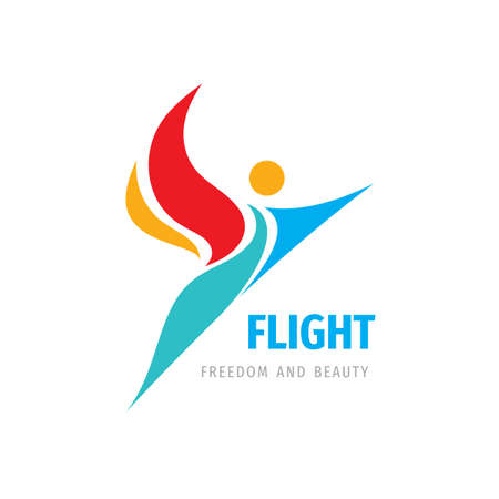 Flight human logo design. Freedom and beauty sign. Wing symbol.のイラスト素材