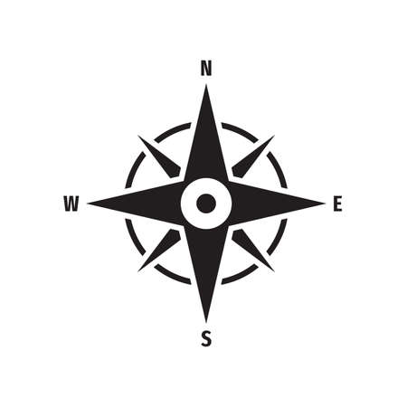 Compass black vector icon design. Navigation concept sign. Direction symbol.のイラスト素材