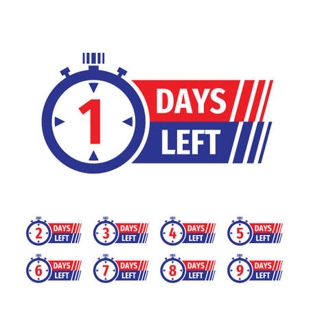 Number of days left to go, badges or sticker design. Vector illustration. Banner set.のイラスト素材