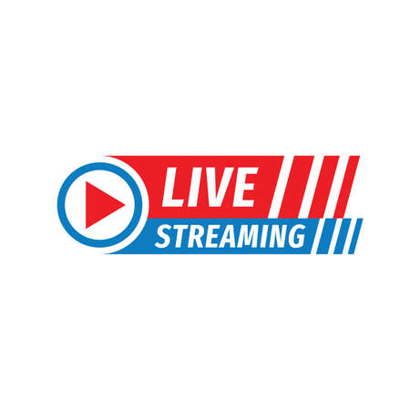 Live streaming logo icon vector design element. Banner and play button for tv news or online broadcasting.のイラスト素材