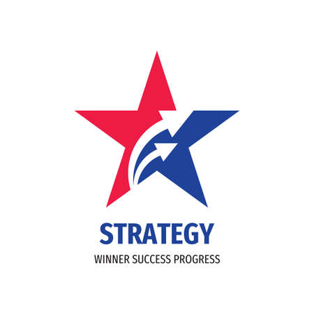 Star and arrows - concept logo design. Business strategy sign. Progress symbol. Vector illustration.のイラスト素材