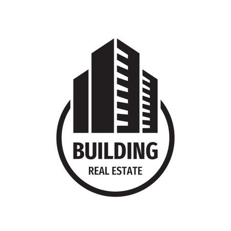 Building real estate logo template design. Property management sign. House city icon. Vector illustration.のイラスト素材