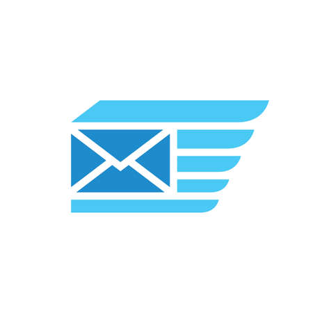 E-mail letter wing icon logo design. Document mail speed delivery sign. Message symbol.のイラスト素材