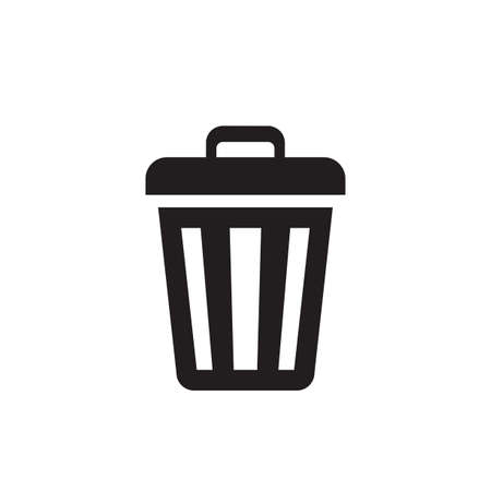 Garbage basket black icon design. Trash bin vector icon sign.のイラスト素材