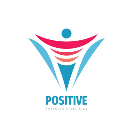 Human logo template design, abstract stylized man concept sign, positive development vector icon.のイラスト素材