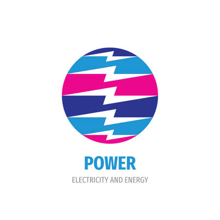Power electricity & energy - concept logo template design. Abstract circle with lightning symbol. Vector illustration.のイラスト素材