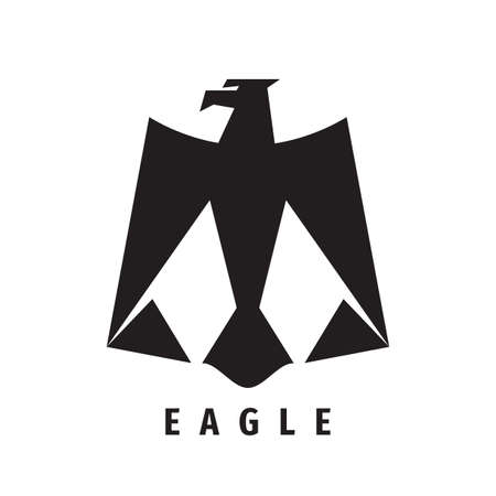 Eagle concept logo design in black & white colors. Bird with wings creative sign.のイラスト素材